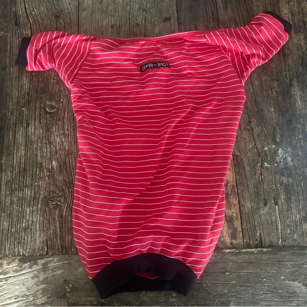 LoveThyBeast Stripe Dog Bodysuit Red Size Large